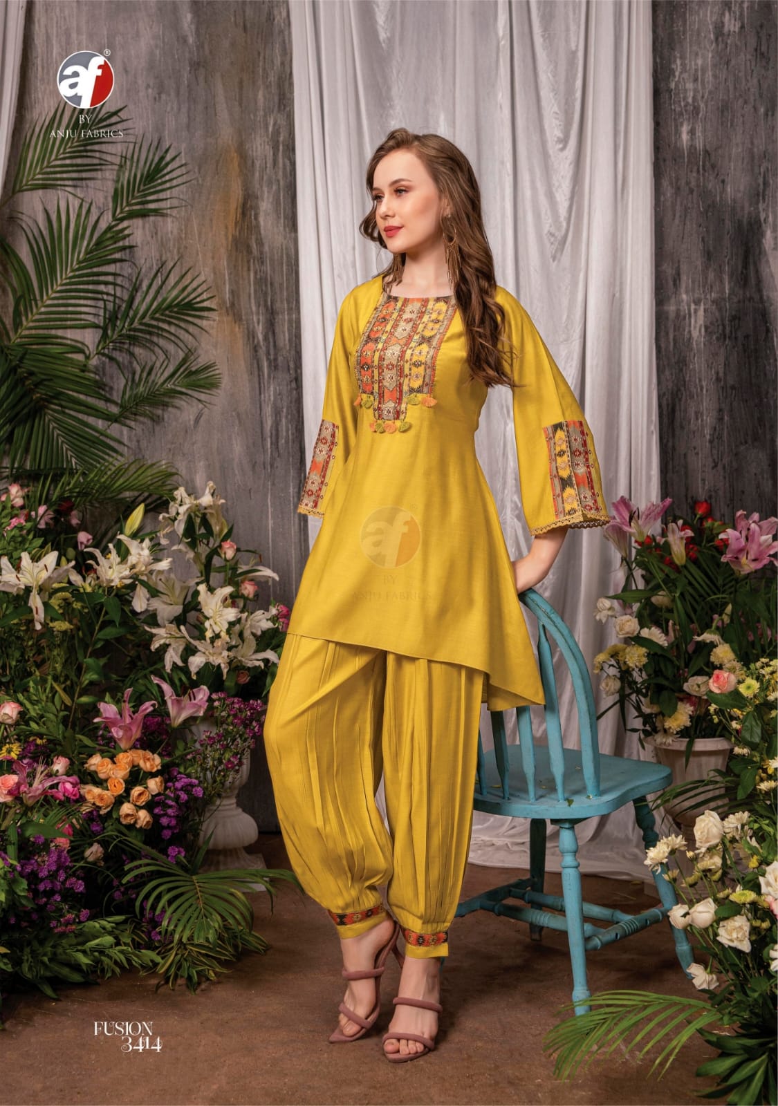 Fusion Vol 3 Afghani Style Kurti With Bottom Catalog